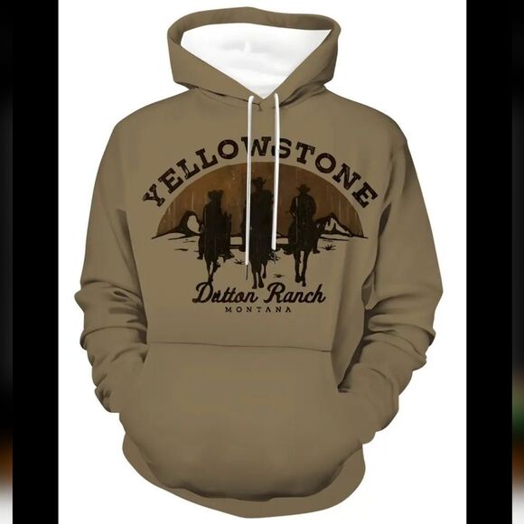 Yellowstone Dutton Ranch Polyester Knit Print Hoodie Sz L (42) - Picture 1 of 4